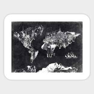 world map landmarks Sticker